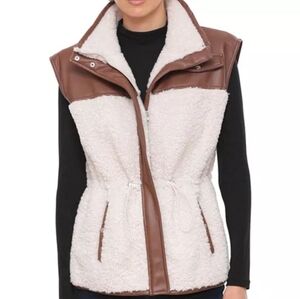 $139 Bagatelle Faux Shearling Mixed Media Vest Size XL